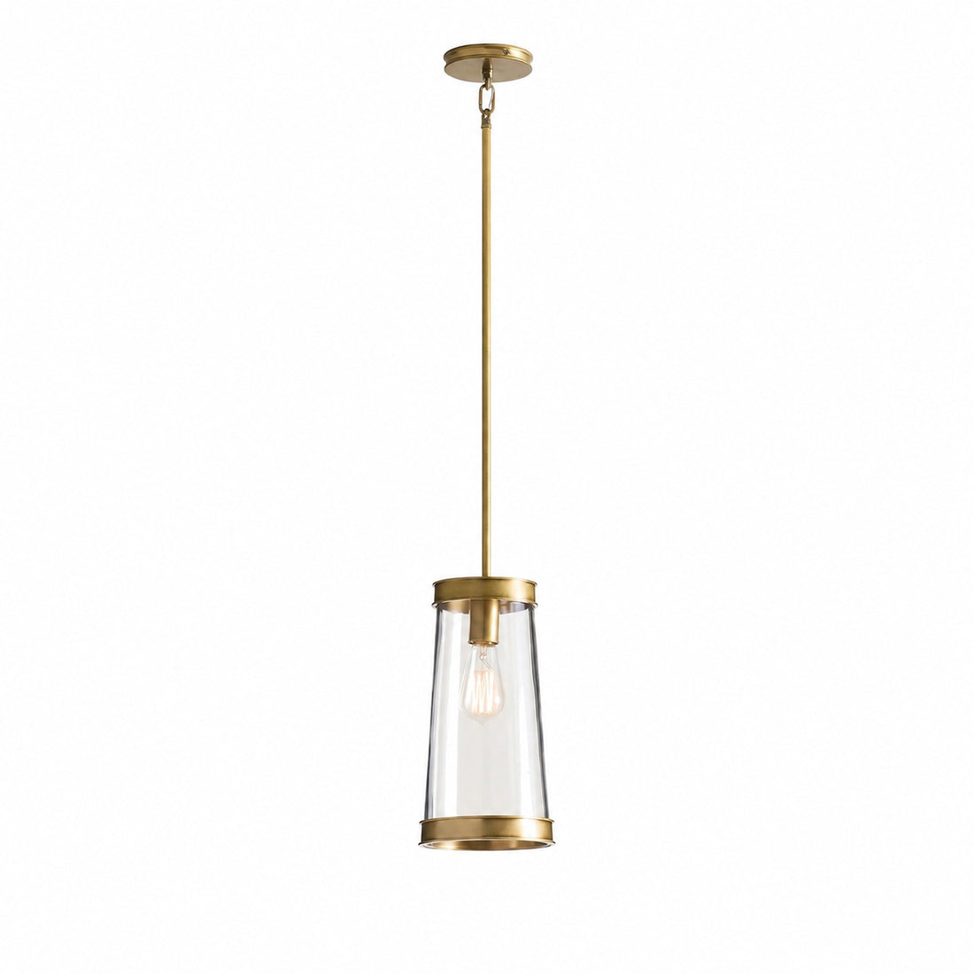 Driscoll Glass Drum Pendant Light - Contemporary Brass Hanging Lamp