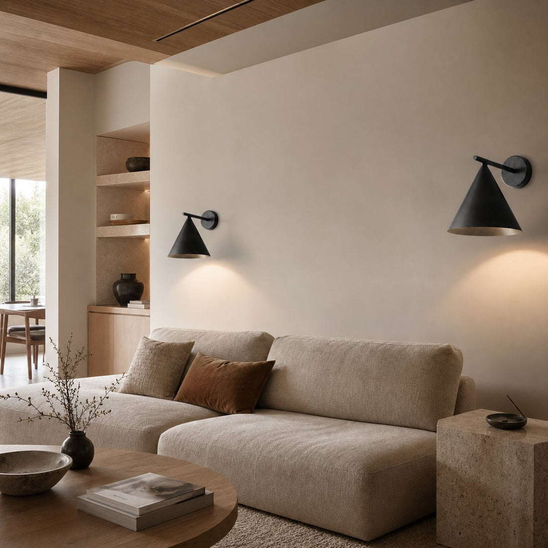 Ivoran Wall Sconce - Metal Acrylic Cone LED Wall Lamp for Living Room