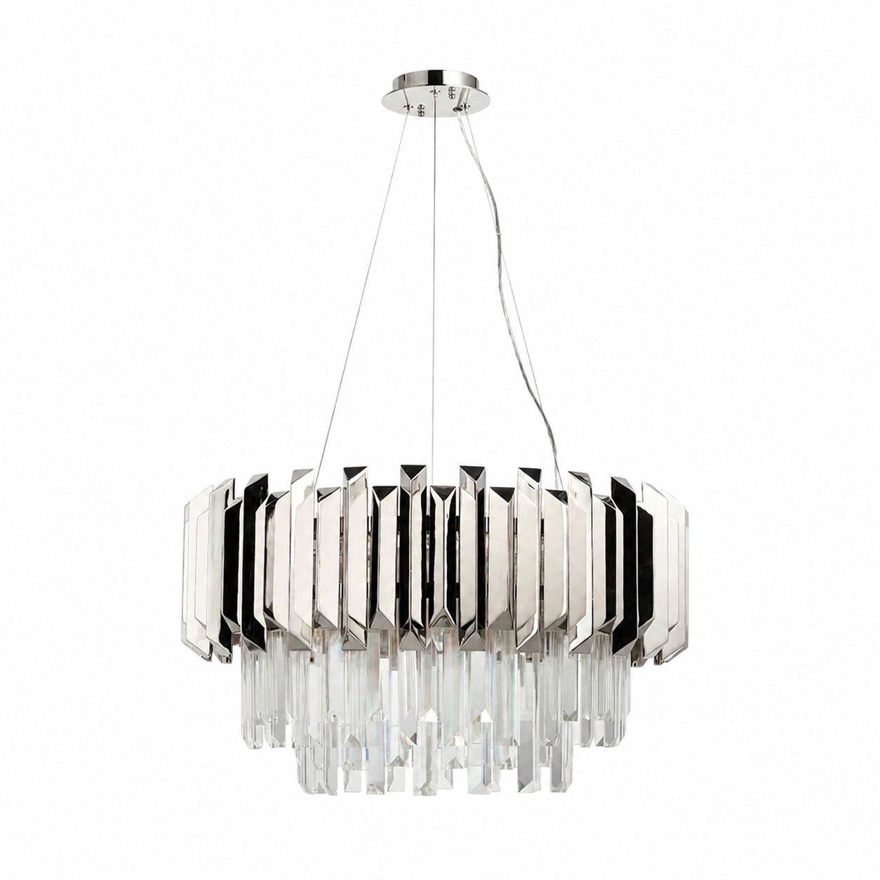 Virelia Contemporary Crystal Pendant Light – Layered Crystal Shade Ceiling Fixture for Dining or Living Room
