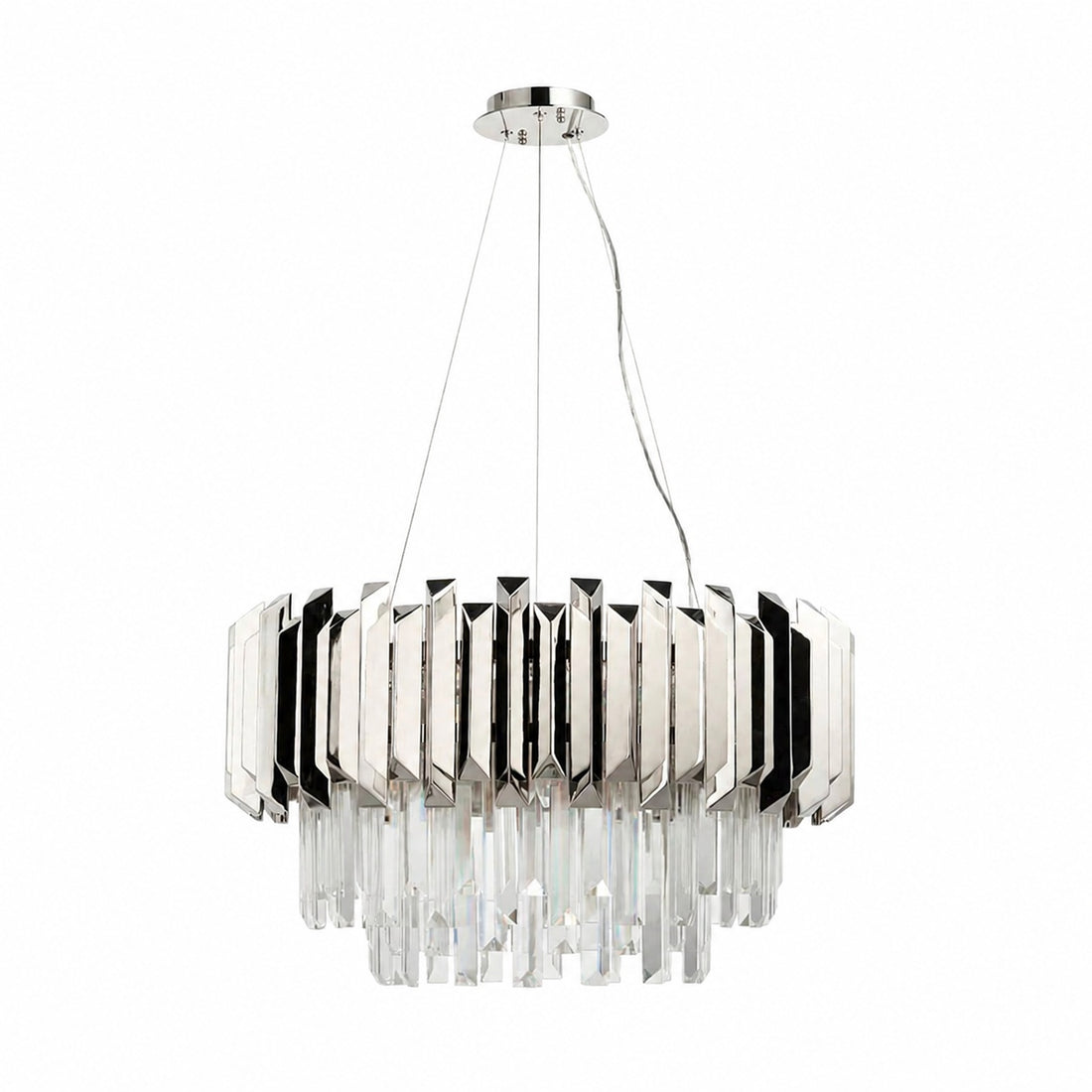 Virelia Contemporary Crystal Pendant Light – Layered Crystal Shade Ceiling Fixture for Dining or Living Room