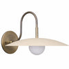 Curva Metal Modern Wall Sconce - Antique Brass Arm with Cream Disc Shade