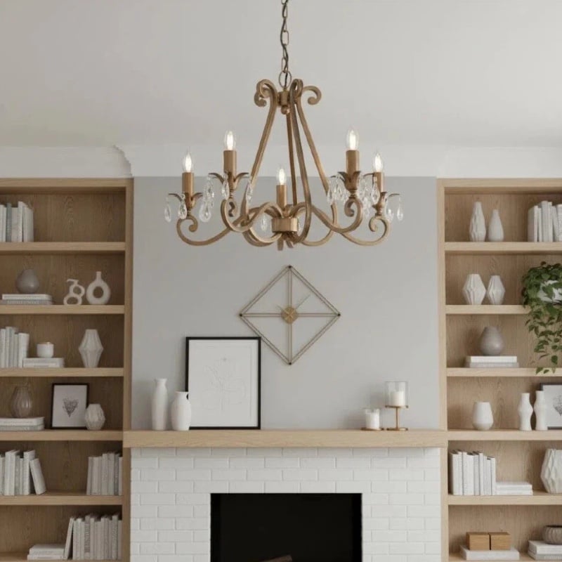 Talonis Crystal Chandelier - Traditional Candle-Style Brass and Nickel for Living Room and Dining Room