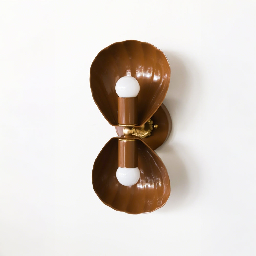 Coastal Shell Wall Light - Double Sconce with Steel and Brass Finish