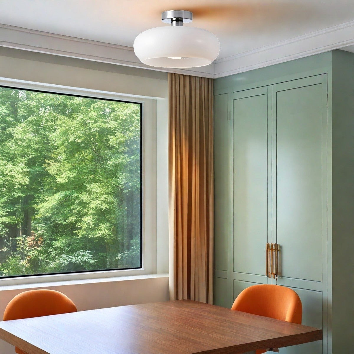 Nordic Style Bauhaus Glass Ceiling Lamp - Retro Brass Glass Disc Light