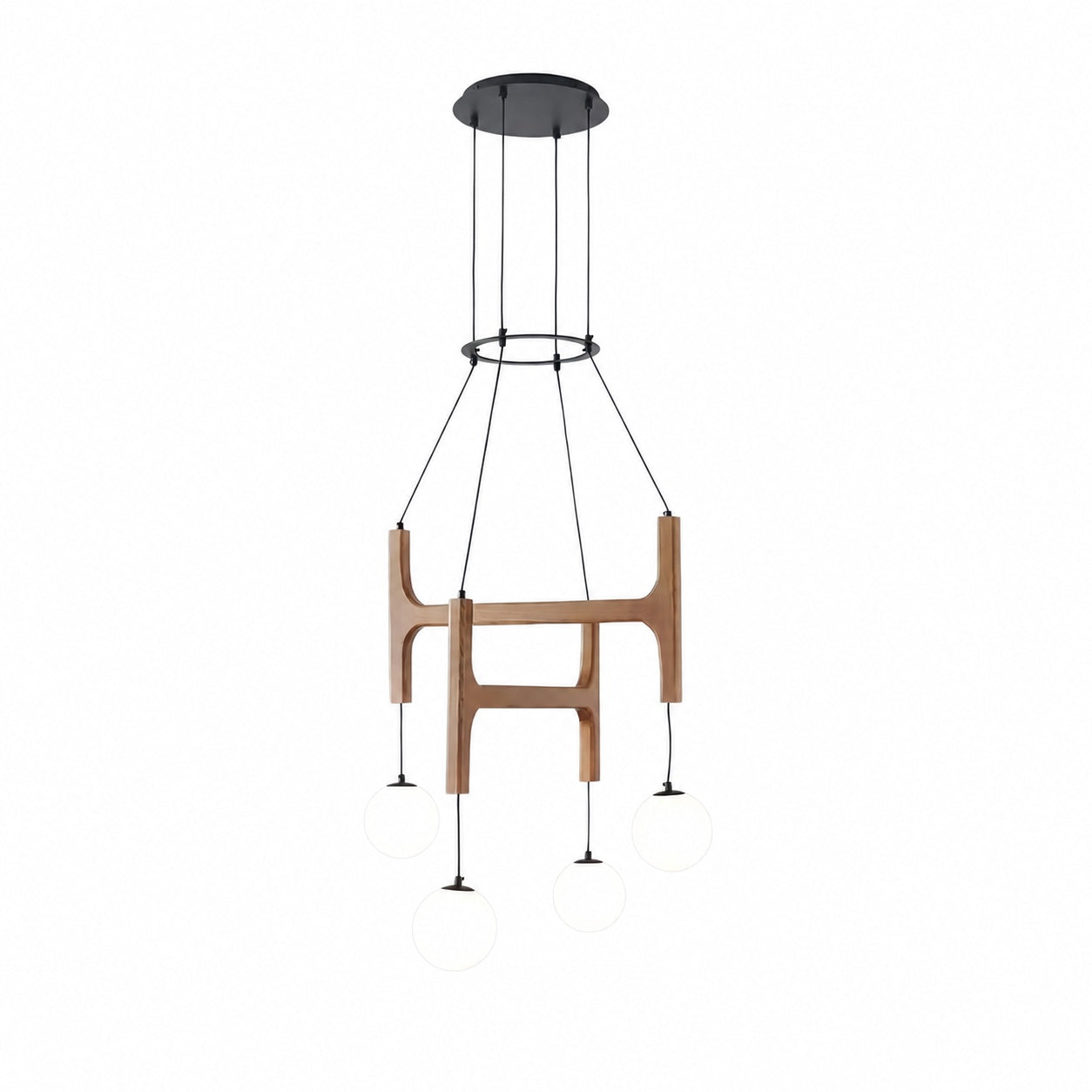 Auralith Wood Chandelier Multi Arm Fixture - Modern Natural Lighting for Living and Dining