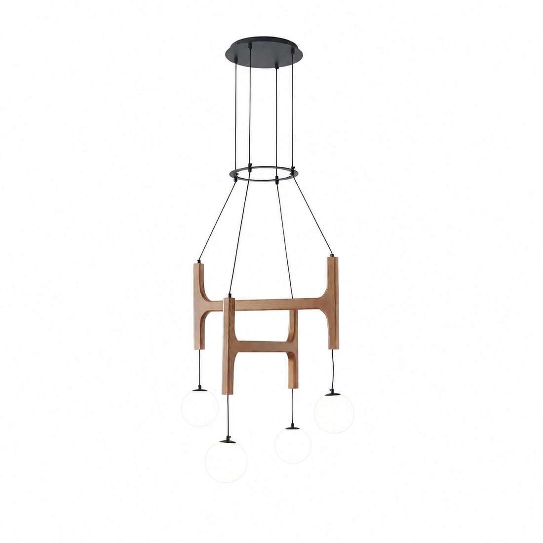 Auralith Wood Chandelier Multi Arm Fixture - Modern Natural Lighting for Living and Dining
