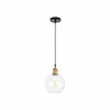 Glavena Vintage Glass Globe Pendant Light - Metal Details Hanging Light for Dining Rooms