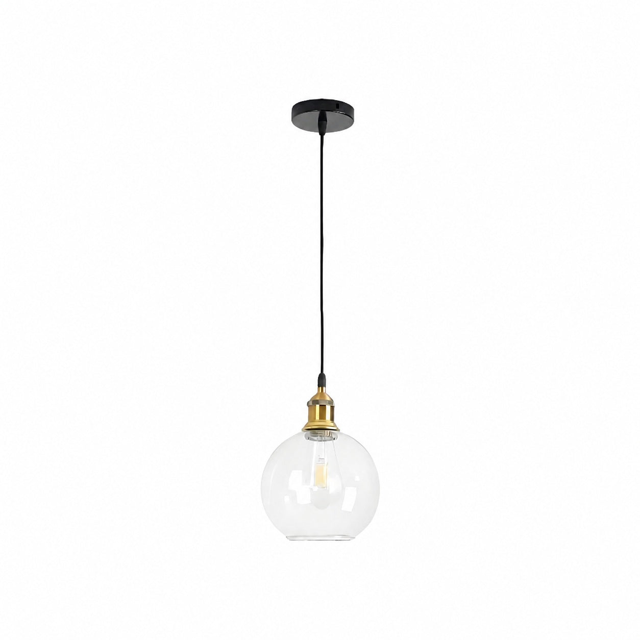 Glavena Vintage Glass Globe Pendant Light - Metal Details Hanging Light for Dining Rooms