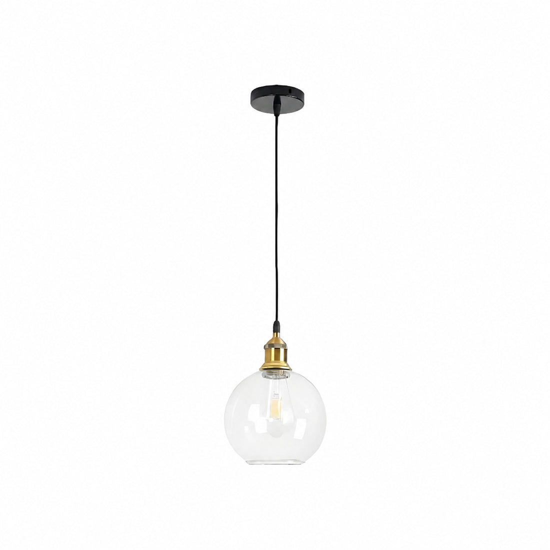 Glavena Vintage Glass Globe Pendant Light - Metal Details Hanging Light for Dining Rooms