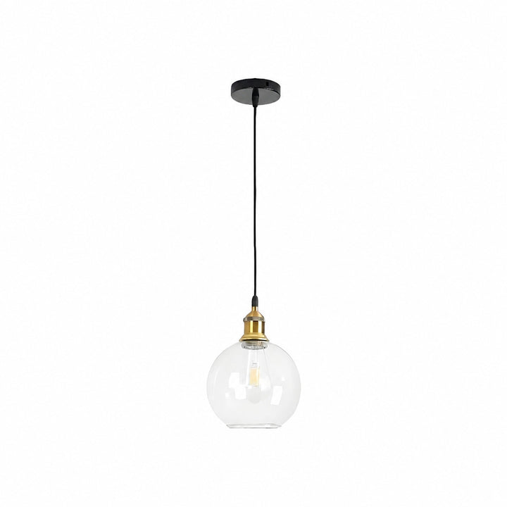 Glavena Vintage Glass Globe Pendant Light - Metal Details Hanging Light for Dining Rooms