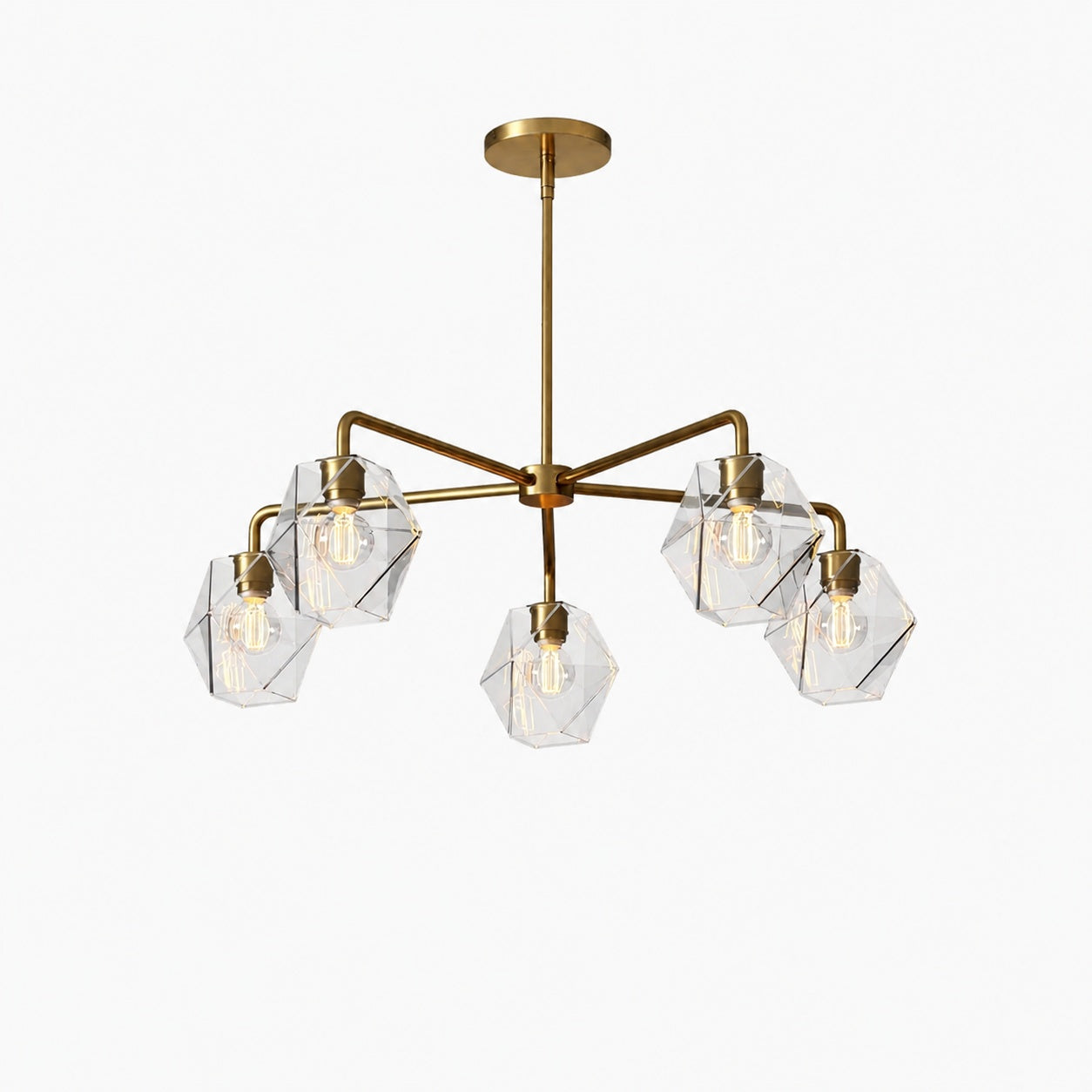 Talvior Sculptural 5-Light Chandelier - Faceted Design, Modern Finishes - Illuminate Spaces