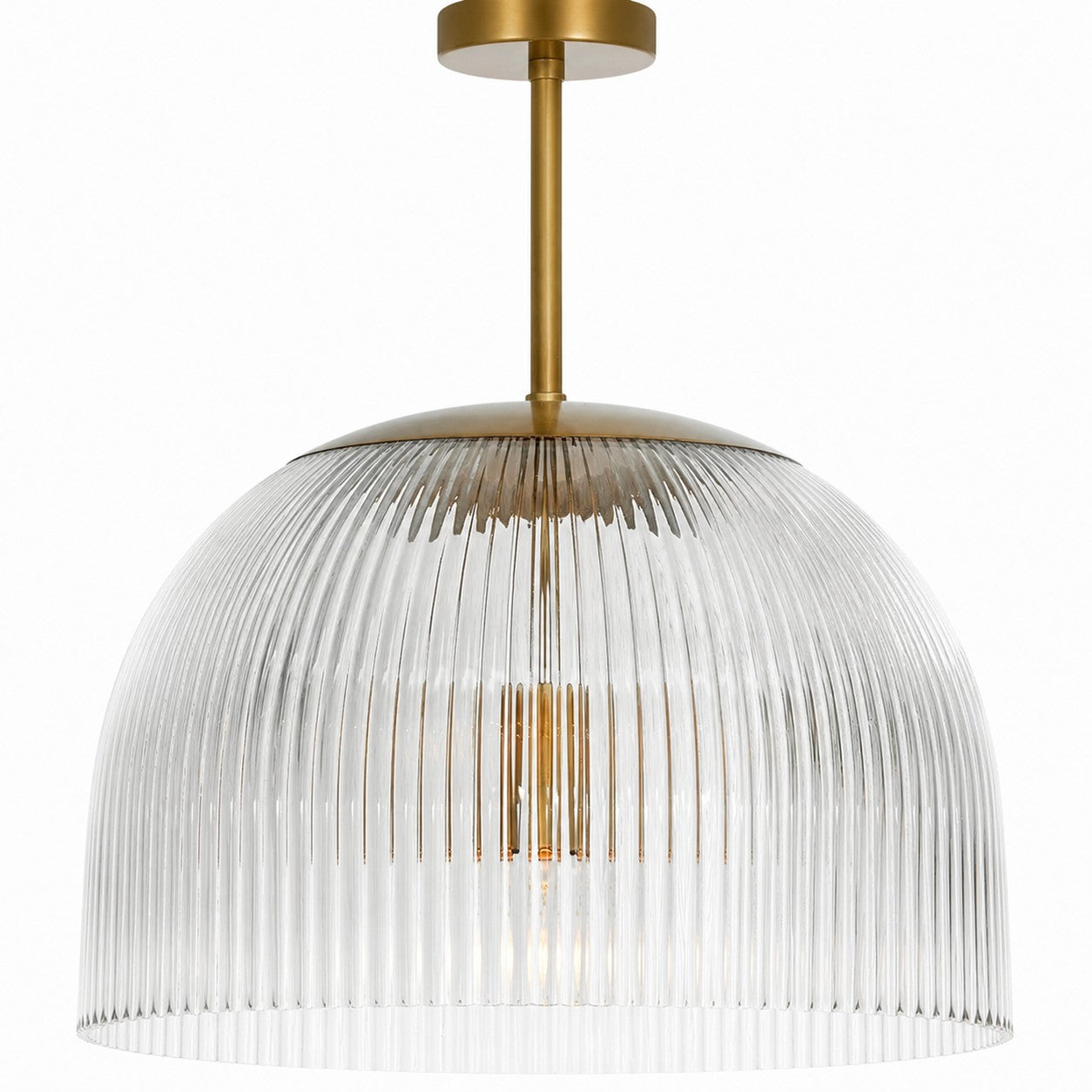 Alain Farmhouse Cooper Ribbed Glass Pendant Light