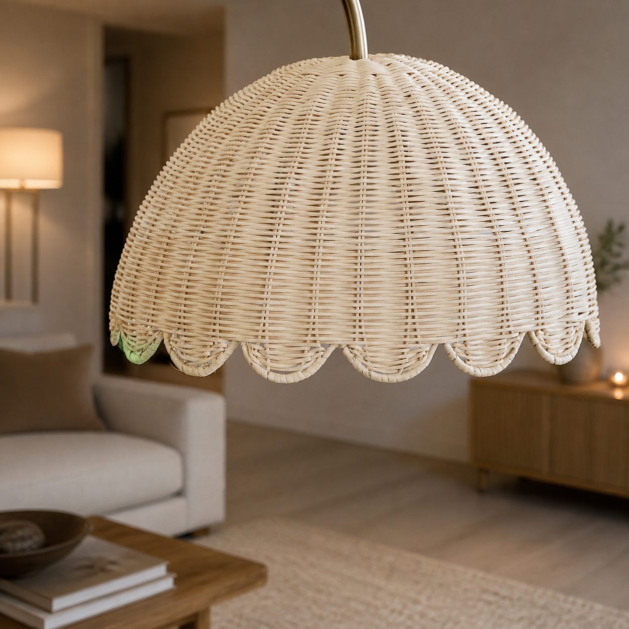 Olvara Natural Rattan Bubble Floor Lamp - Kids Room Lighting with Boho Charm