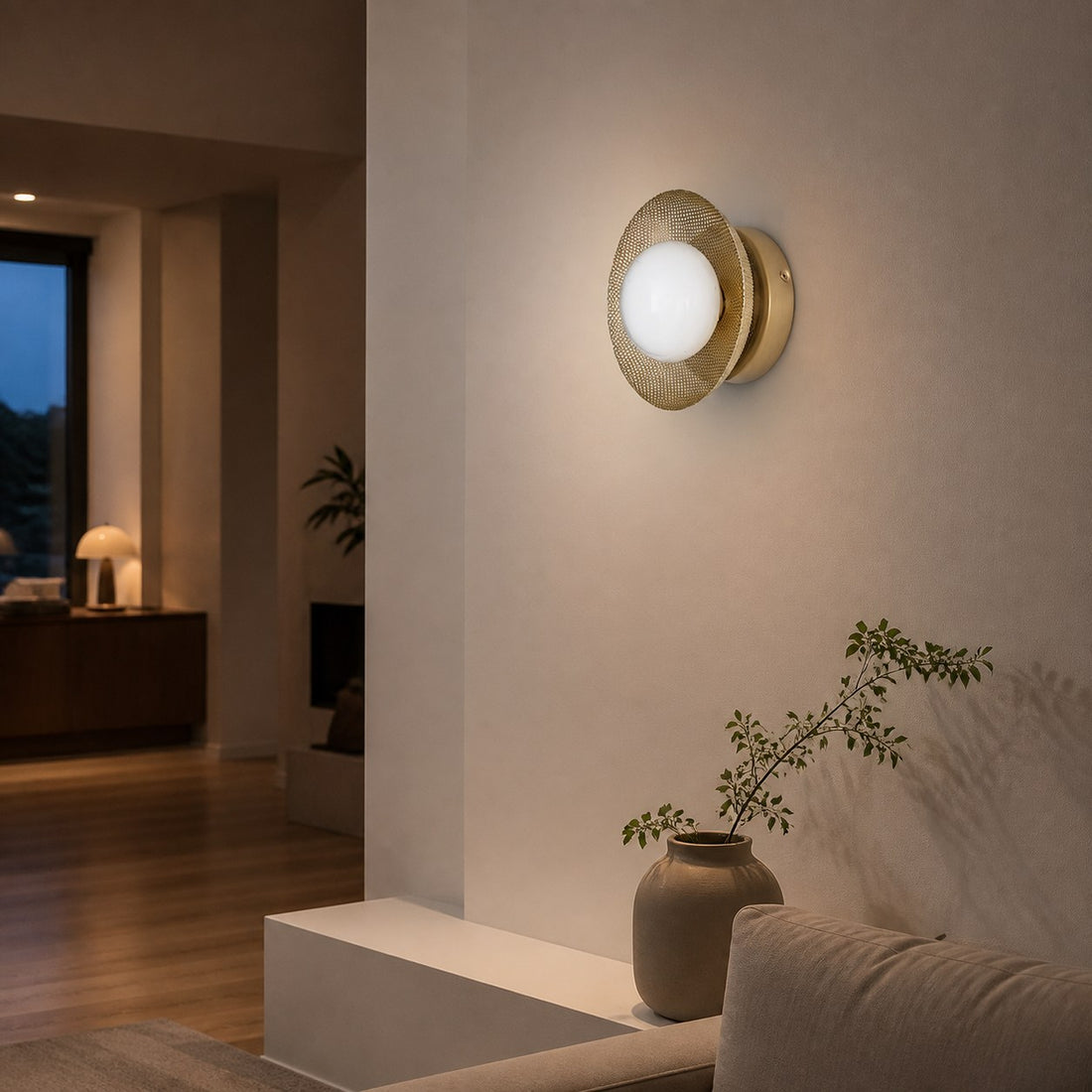 Elorina Sconce Wall Light - Textured Metal or Glass Shade