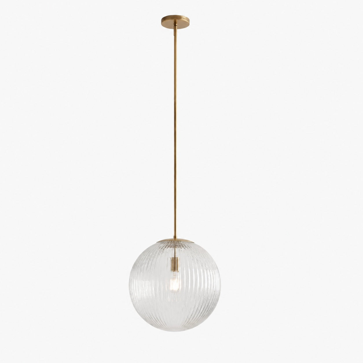 Alain Farmhouse Cooper Ribbed Glass Pendant Light