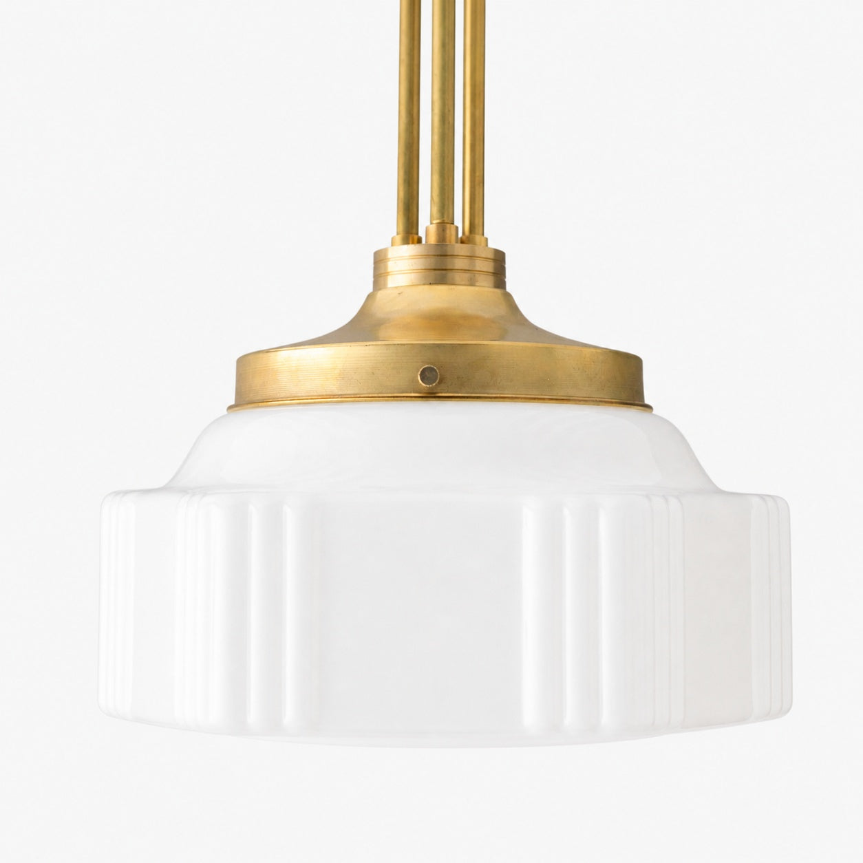 Geotower Glass Brass Pendant – Opal Globe Art Deco Hanging Light