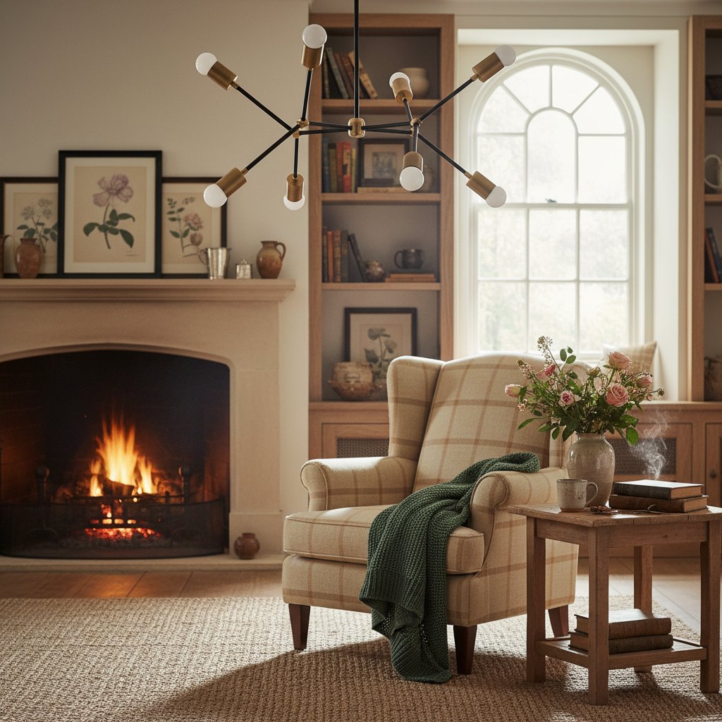 Lumen Geometric Art Deco Chandelier – Modern Ceiling Light for Dining or Living Spaces