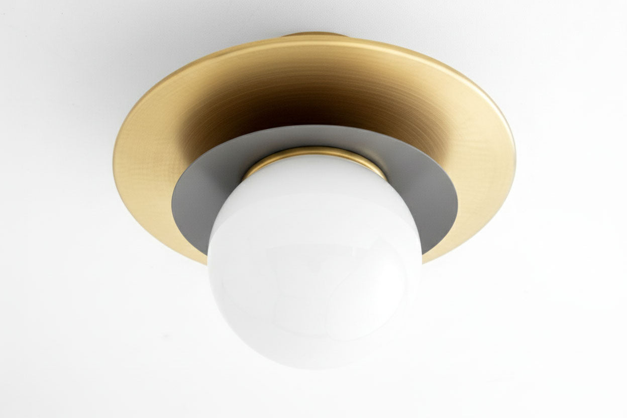 Artivo Layered Brass Globe Light – Versatile Opal Glass Ceiling or Wall Sconce for Stylish Spaces