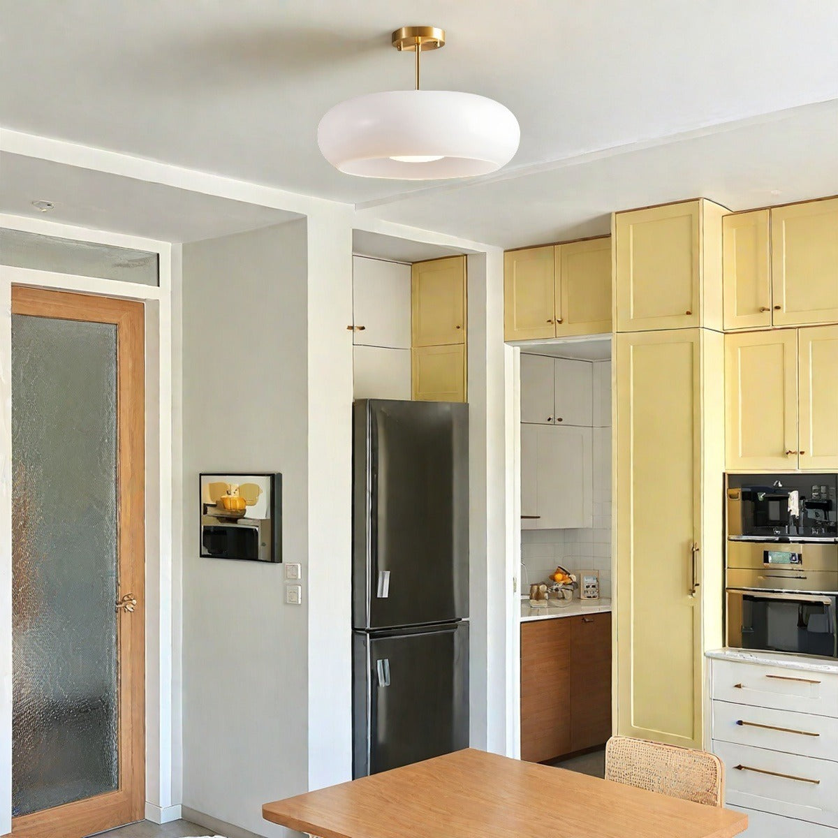 Nordic Style Bauhaus Glass Ceiling Lamp - Retro Brass Glass Disc Light