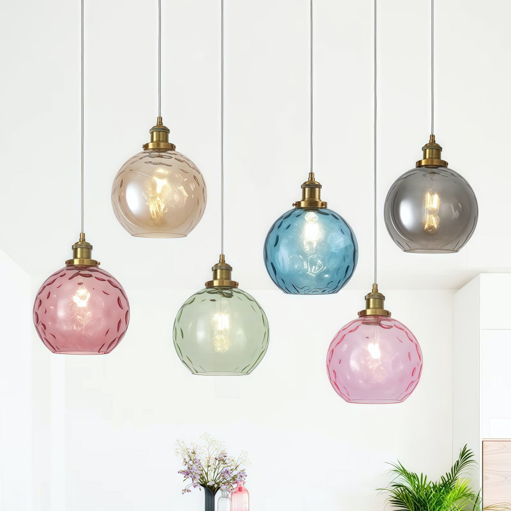 Single Hammered Glass Globe Pendant Light