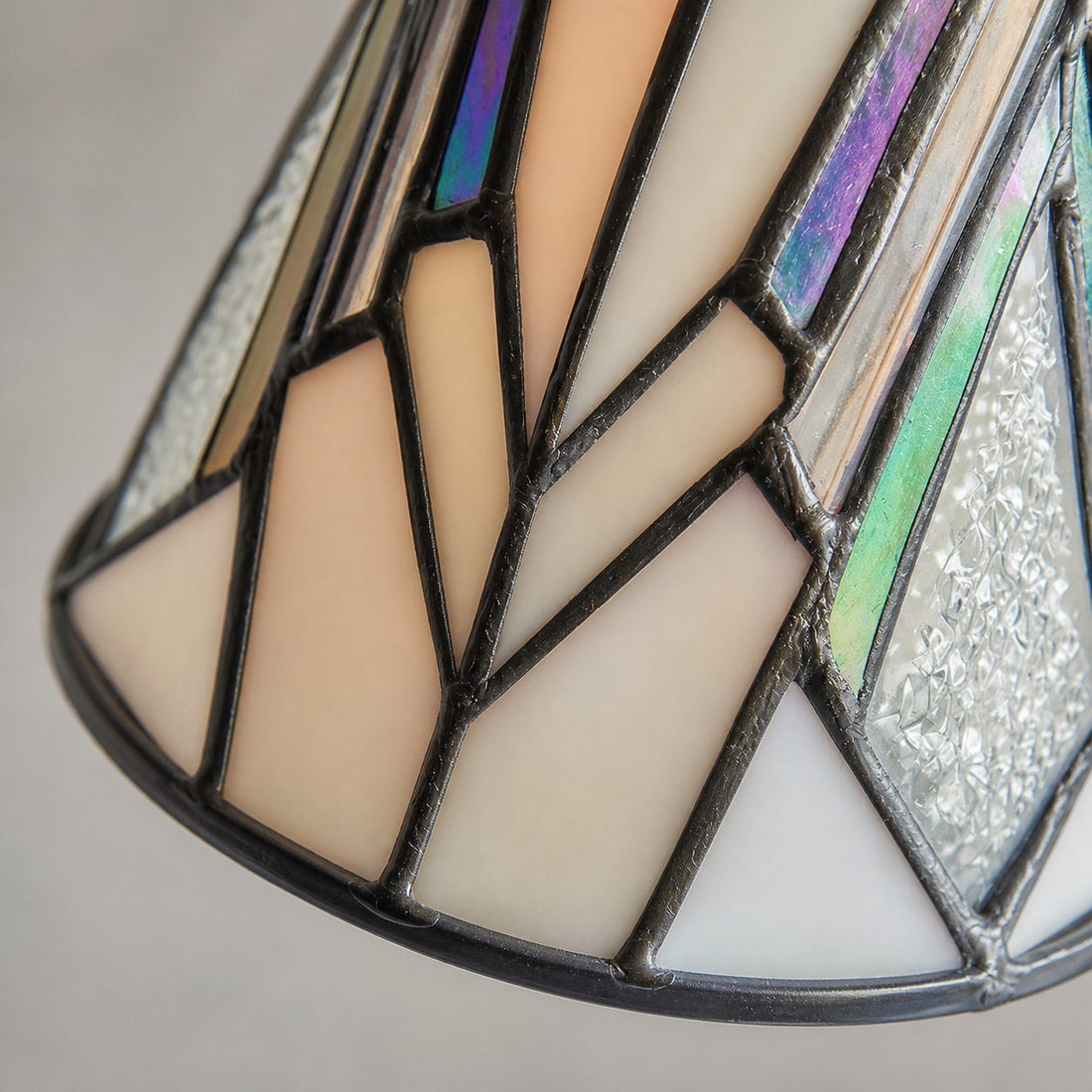 TF Astoria Tiffany Table Lamp – Curved Swan-Neck Arm Art Deco Glass Shade for Desk
