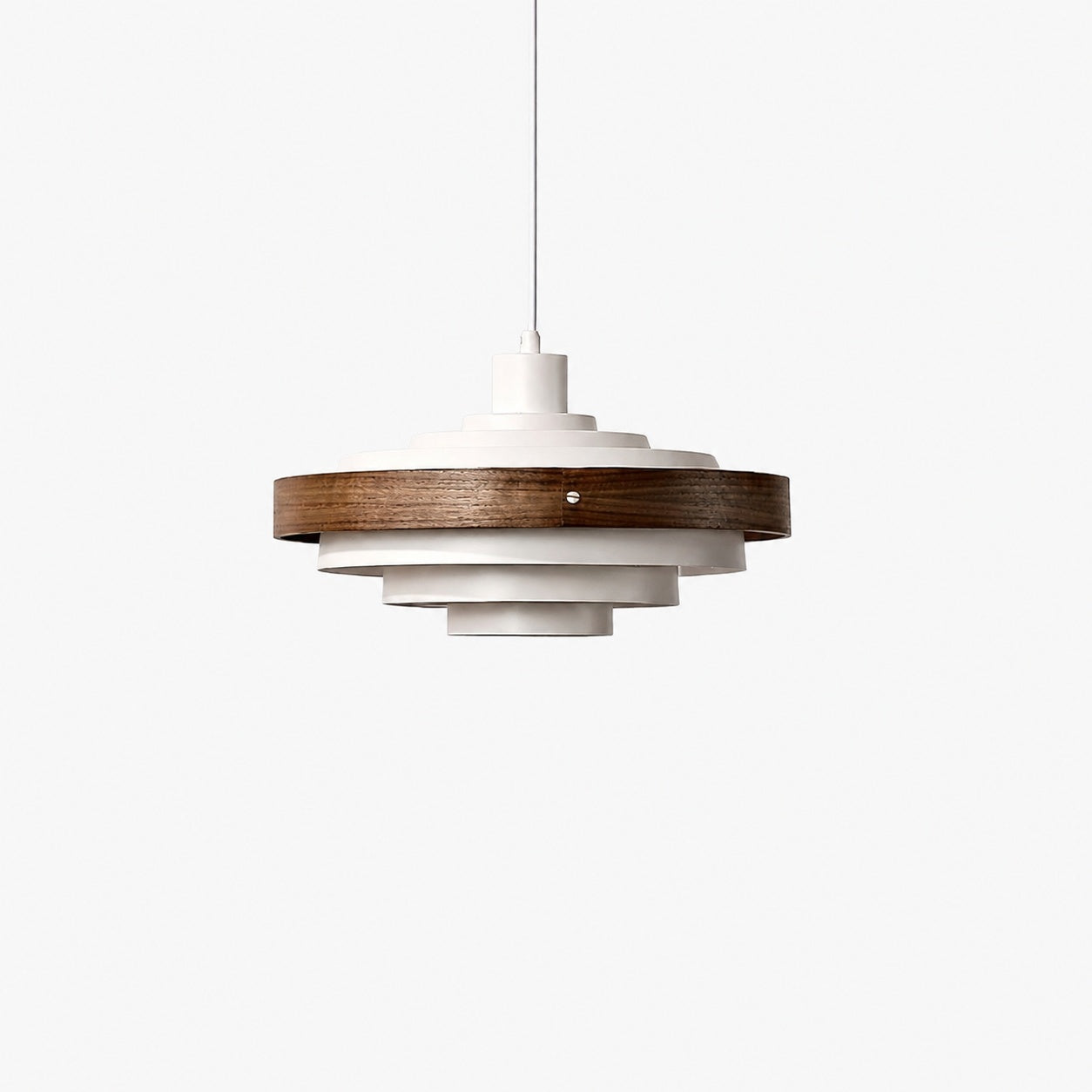 Layervelle Contemporary Tiered Pendant Light – Sculptural Wood and Metal Hanging Lamp for Living Spaces