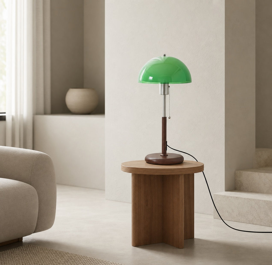Afterglow Table Lamp Rounded Shade Bedside Accent Table Lamp - Modern Retro Style for Bedroom