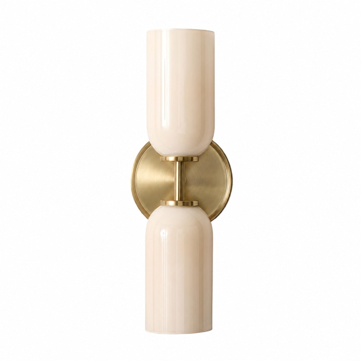 Vega Glass 2 Light Wall Sconce with Champagne Glass Shades - Modern Metal Frame Wall Light for Bathroom & Hallway