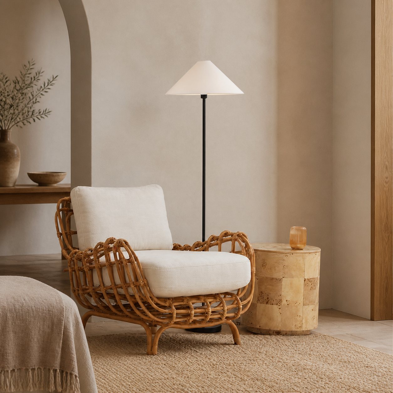 Diora Table & Floor Lamps - Linen Shade Modern Linear Style Sophisticated Accent