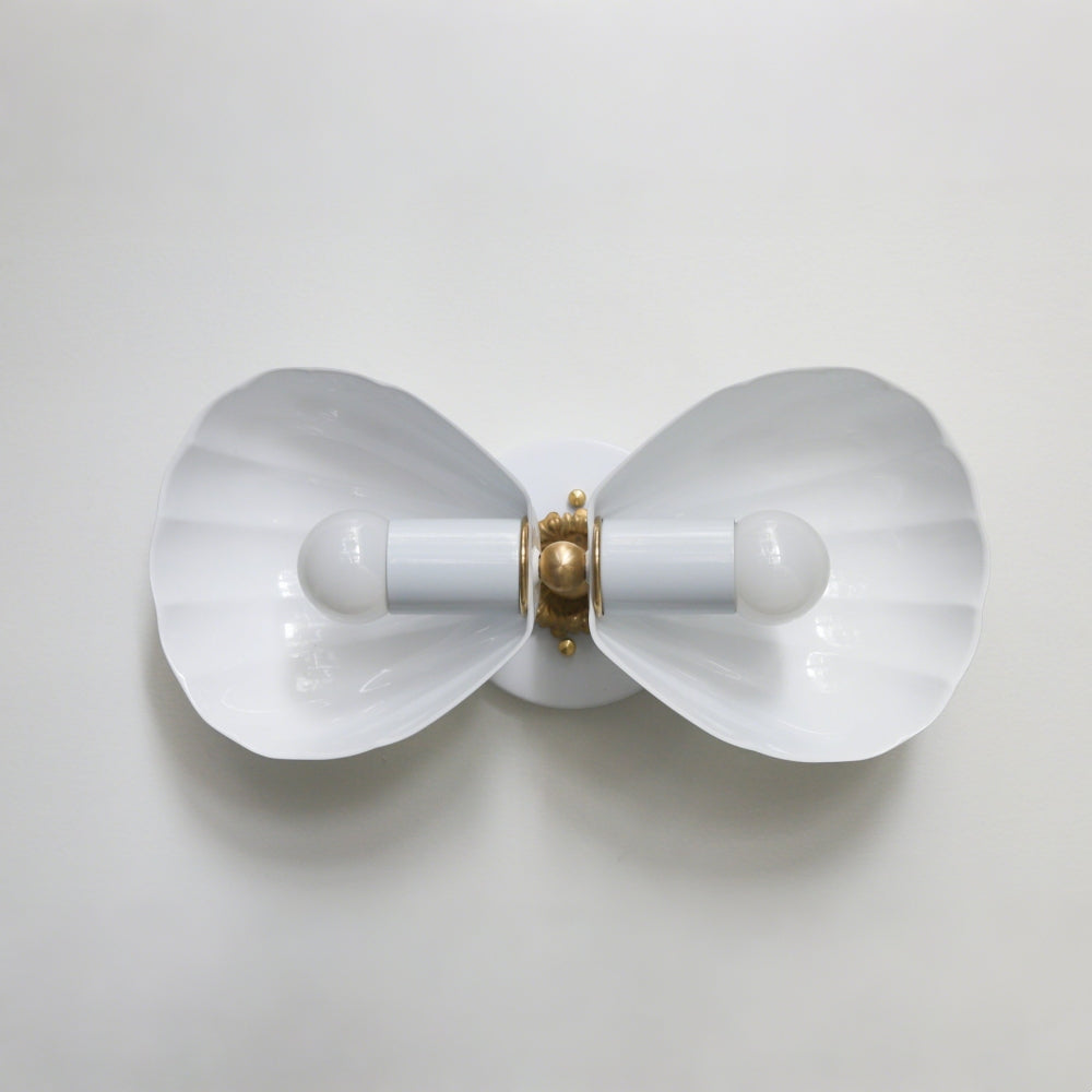 Coastal Shell Wall Light - Double Sconce with Steel and Brass Finish