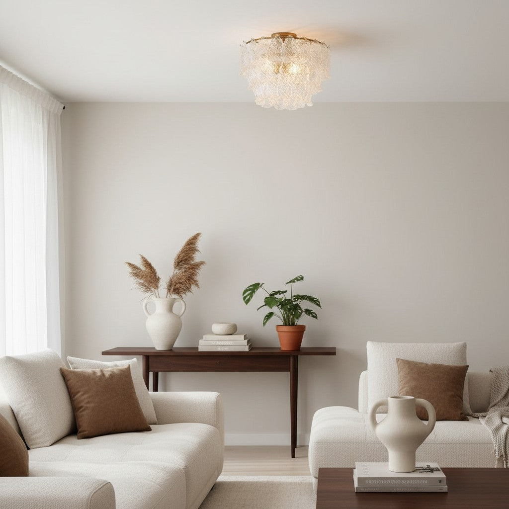 Lumvey Tiered Glass Flush Mount – Round Stacked Design for Modern Home