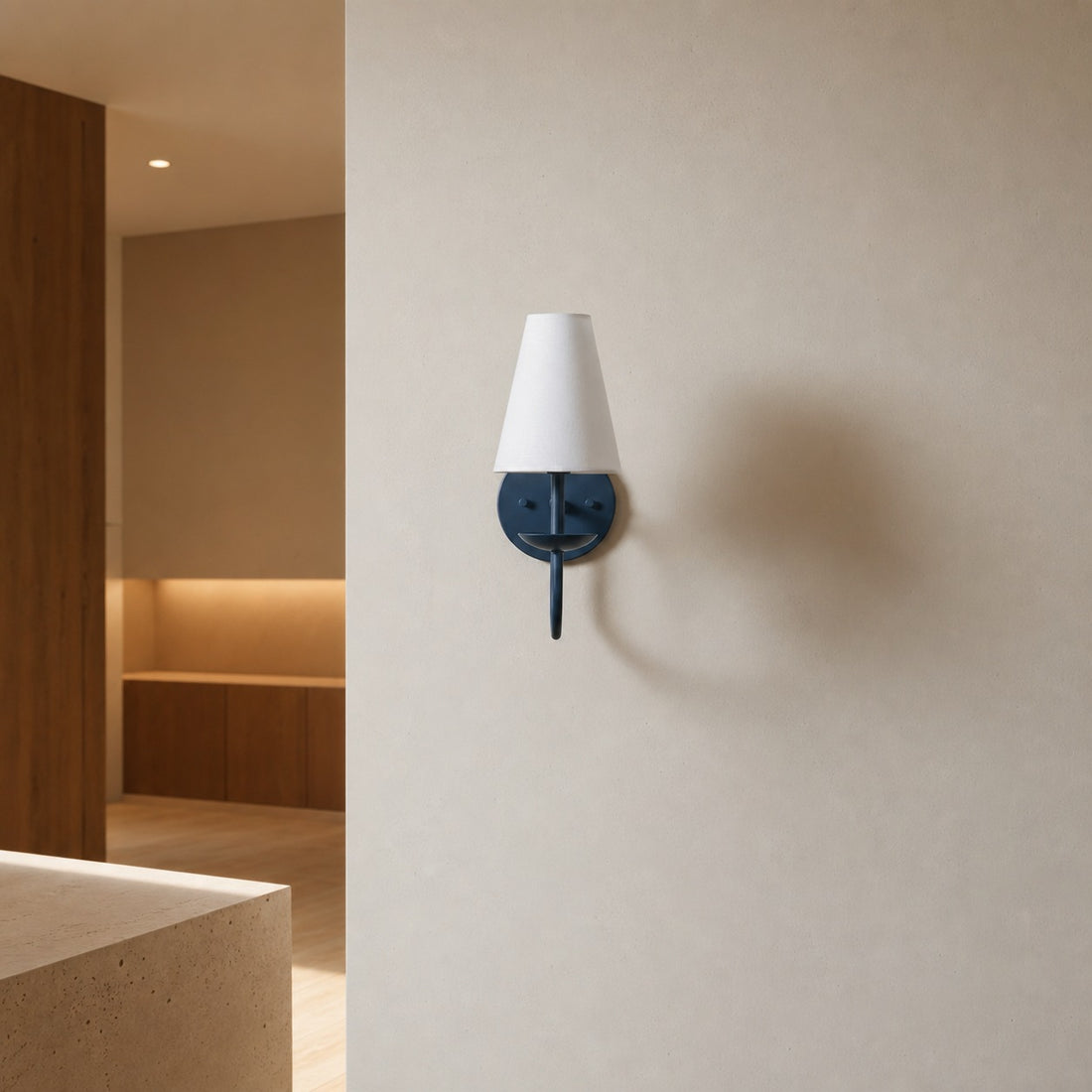 Curva Metal White Linen Sconce - Classic Brass Wall Light for Bedrooms