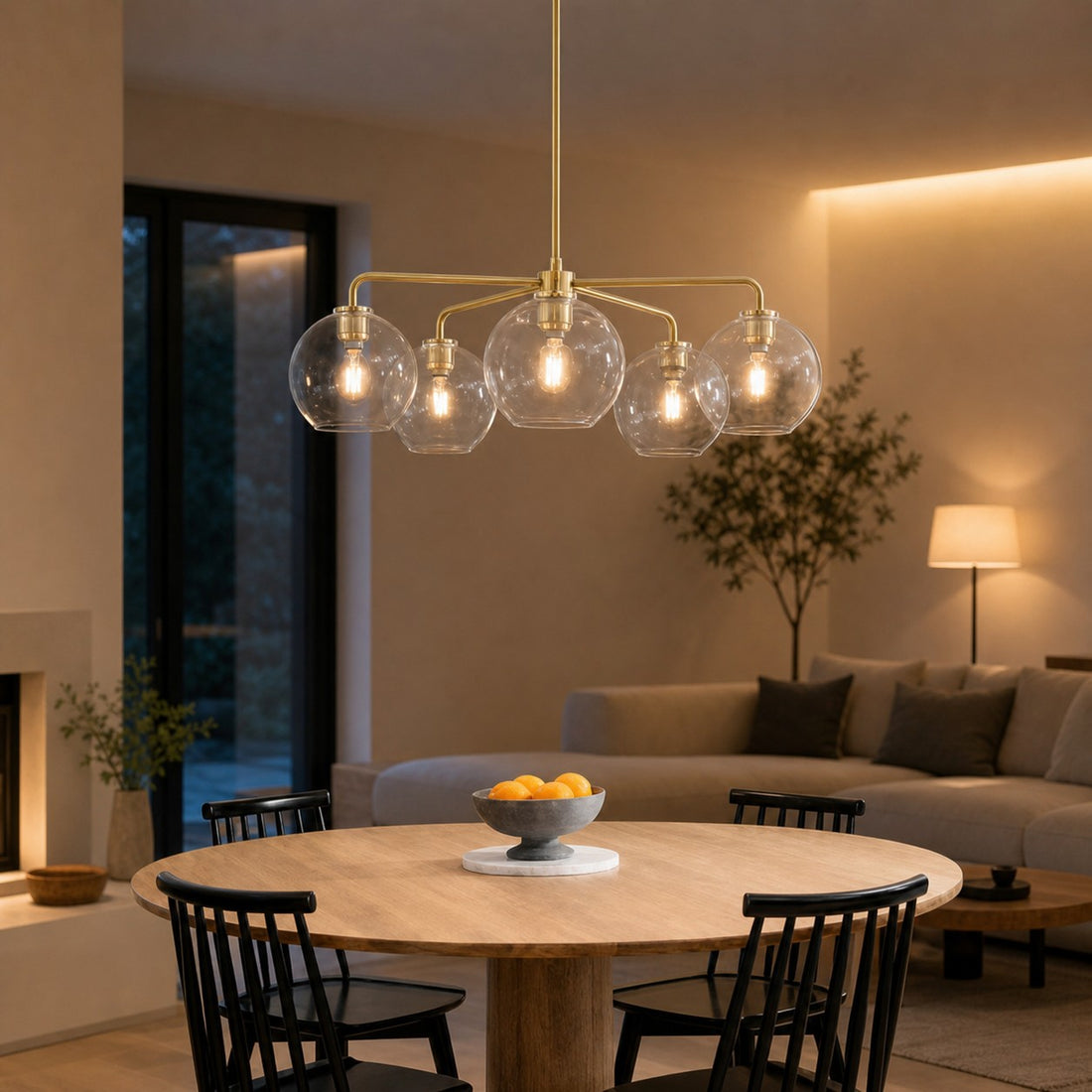 Lumivelle 5-Light Pebble Chandelier - Modern Glass Pendant Lighting