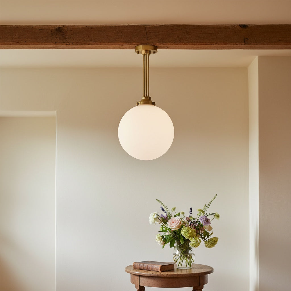 Glorica Glass Frosted Globe Pendant Light - Art Deco Hanging Light for Home