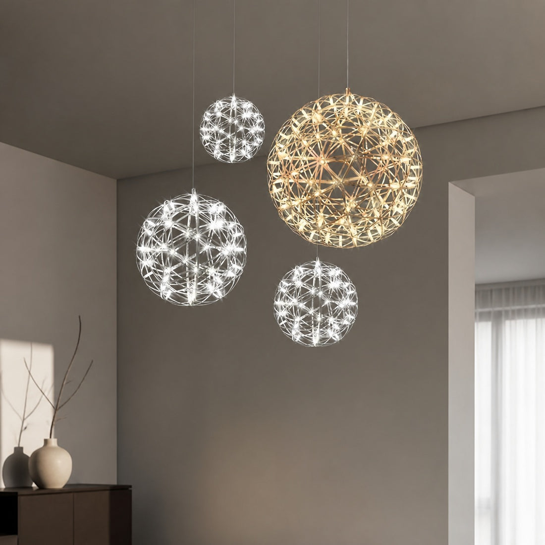 Silver Spark Ball Pendant Light