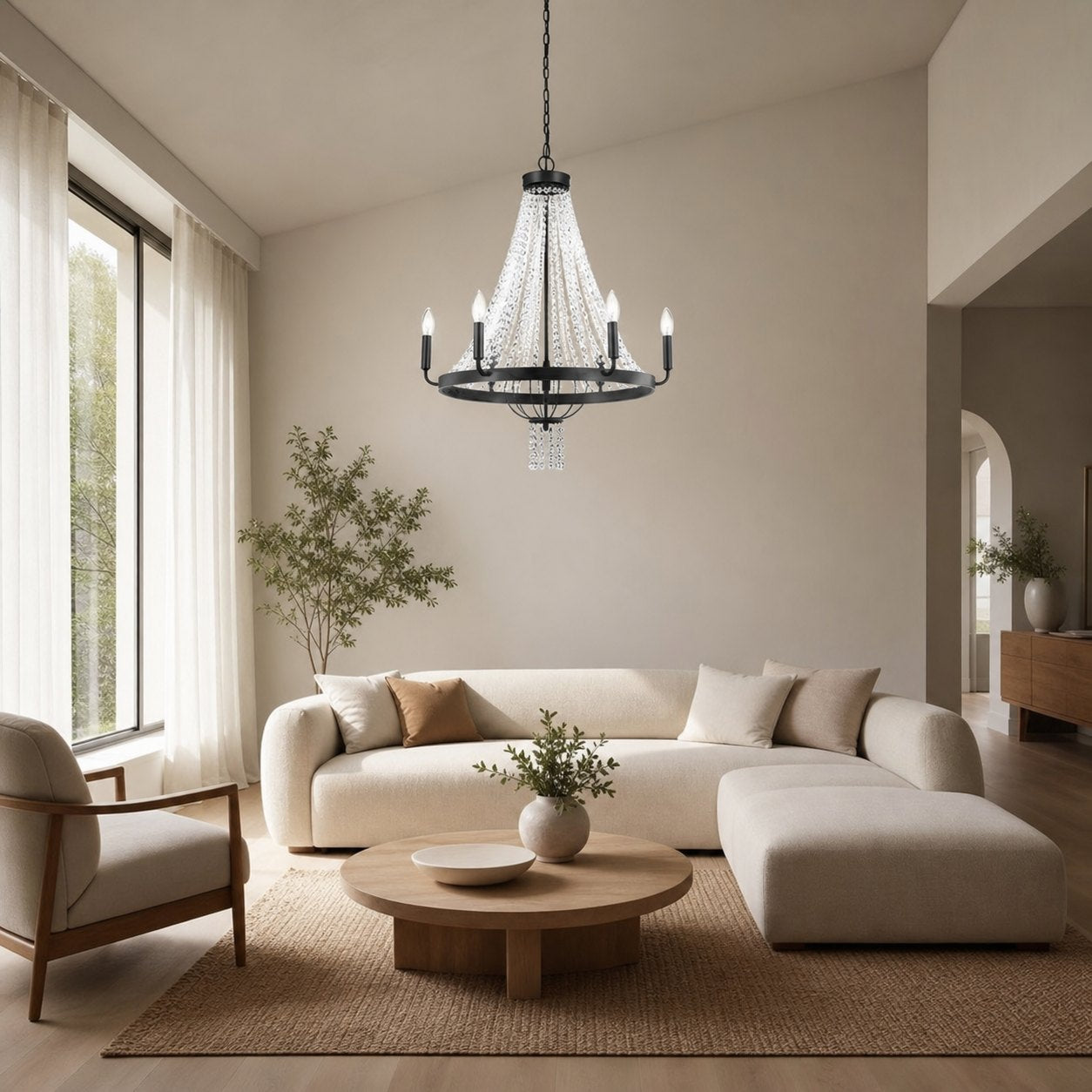 Crystallis Modern Metal Structure Crystal Chandelier - Luxury Lighting for Living Room