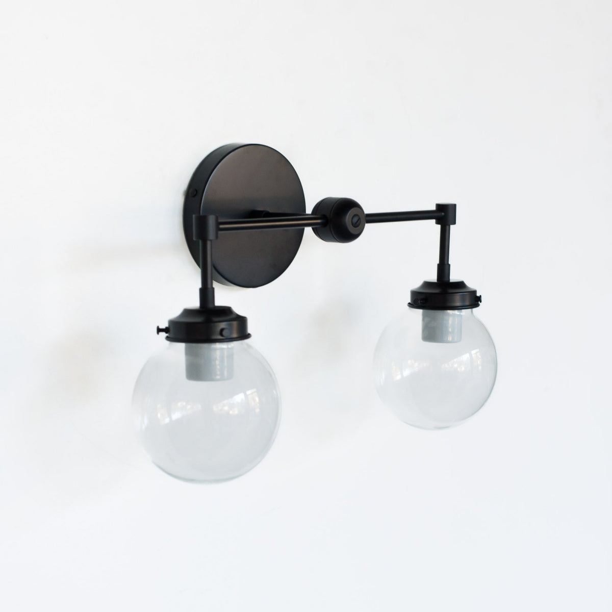 Two-Light Sconce - Double Head Glass Bathroom Wall Light