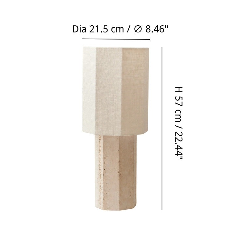 Octagonal Travertine Stone Table Lamp