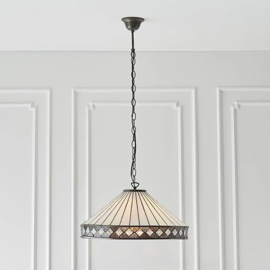 TF Fargo Pendant Light - Tiffany Style Lighting with an Art Deco Shade and Adjustable Chain