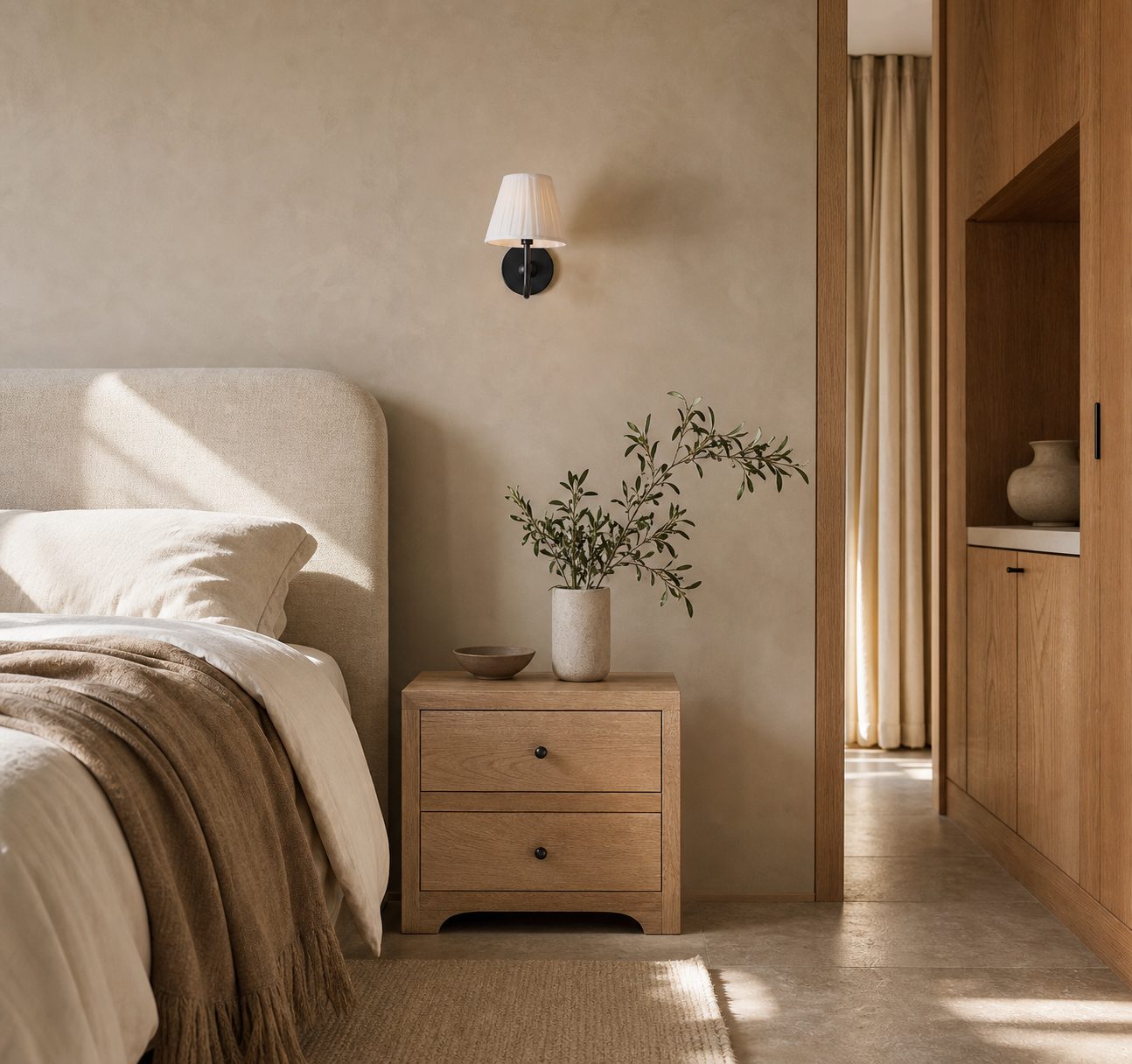 Luvora Vintage Pleated Shade Wall Lamp - Modern Brass Linen Wall Lighting