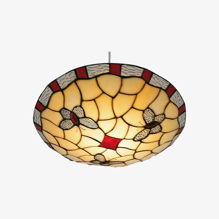 TF Butterfly Pendant Lamp - Decorative Stained Glass Pendant Light for Bedroom or Entryway
