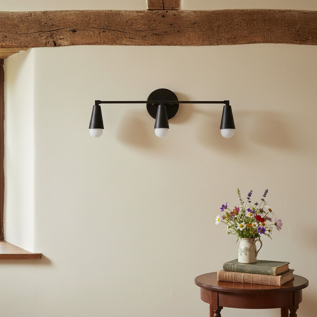 Pyralis Cone Artistic Triple Light Wall Fixture for Bedroom or Dressing Room