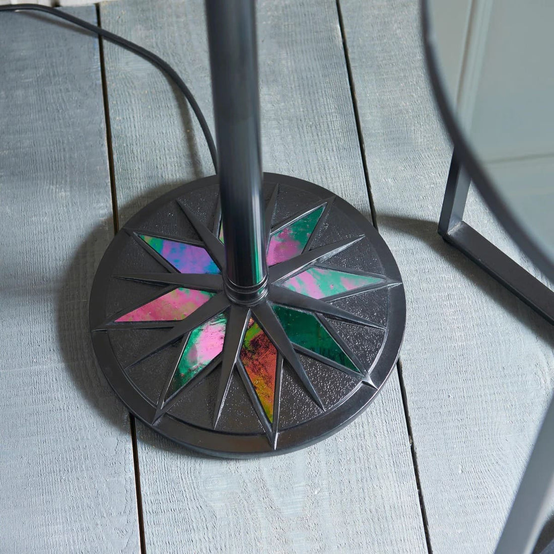 TF Dark Star Tiffany Art Glass Floor Lamp – Vintage-Inspired Metal Base Accent Lighting