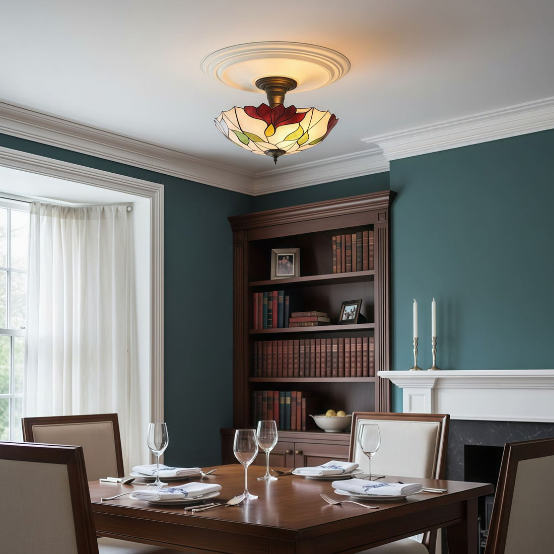 TF Botanica Floral Glass Ceiling & Pendant Lighting - Art Glass Style Fixture for Rooms