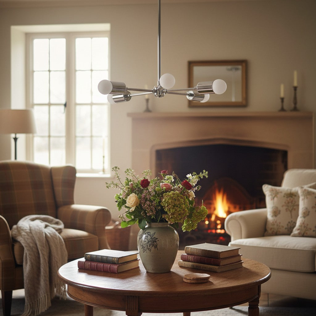 Lumen Radial-Arm Geometric Lamp – Modern Ceiling Lighting for Foyer or Office