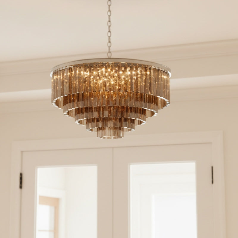 Aurevon Crystal Prism Metal Frame Modern Ceiling Chandelier for Home and Hotel