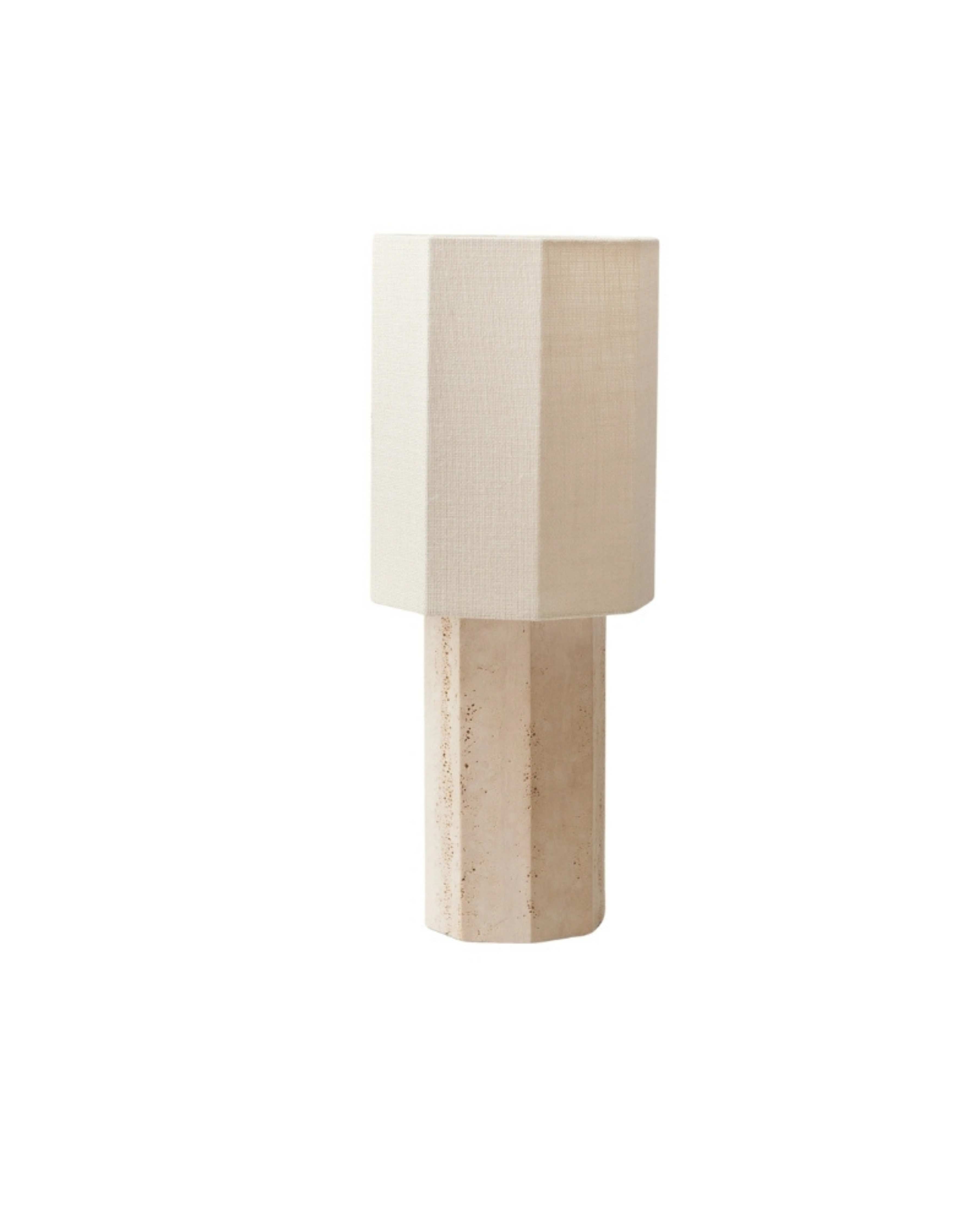 Octagonal Travertine Stone Table Lamp