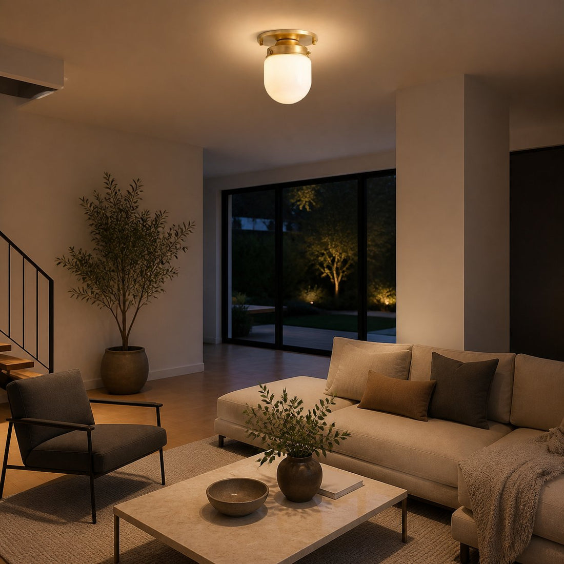 Bullet-shaped Spherical Ceiling Lamp
