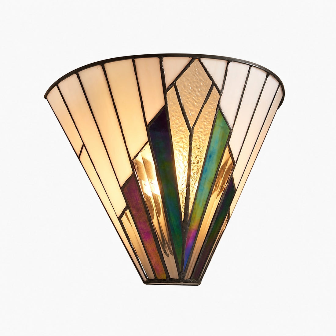 TF Astoria Vintage Fan-Shaped Wall Lamp — Handcrafted Art Glass — For Bedroom Accent Light