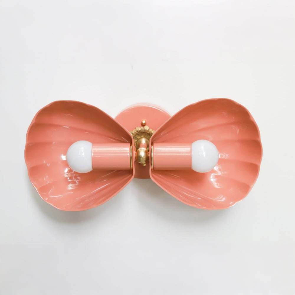 Coastal Shell Wall Light - Double Sconce with Steel and Brass Finish